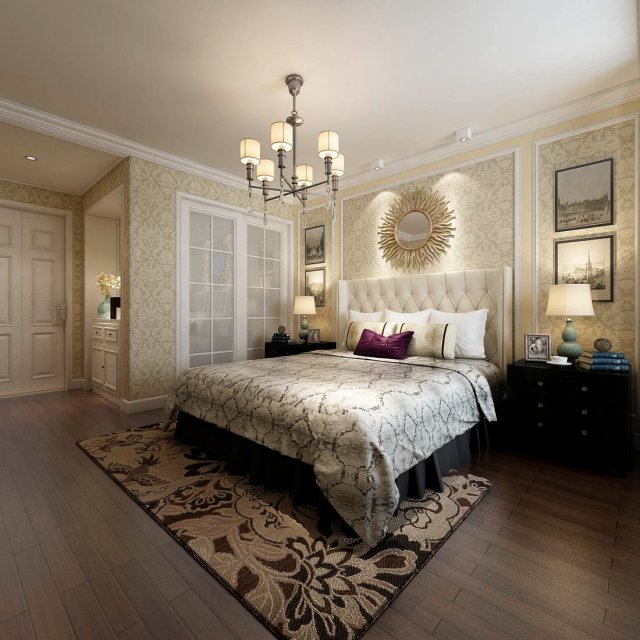 stylish european bedroom 02 3D Model .c4d .max .obj .3ds .fbx .stl .blend 