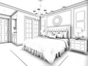 stylish european bedroom 02 3D Model