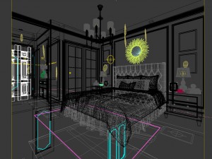 stylish european bedroom 02 3D Model
