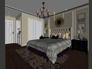 stylish european bedroom 02 3D Model