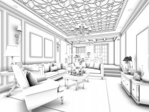 stylish european bedroom 02 3D Model