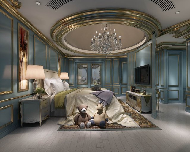 stylish european bedroom 03 3D मॉडल .c4d .max .obj .3ds .fbx .stl .blend 