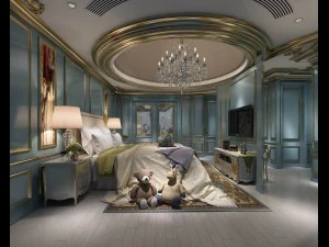 stylish european bedroom 03 3D Model