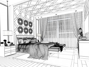 stylish european bedroom 06 3D Model