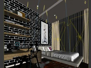 stylish european bedroom 09 3D Model