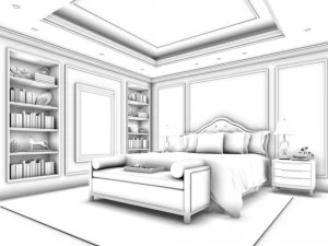 stylish european bedroom 11 3D Model