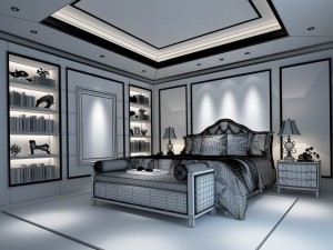 stylish european bedroom 11 3D Model