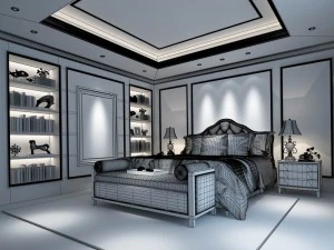 stylish european bedroom 11 3D Model