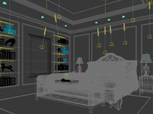 stylish european bedroom 11 3D Model