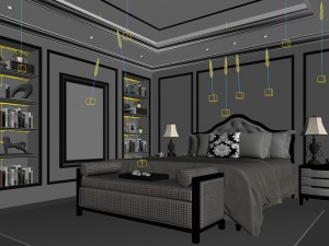 stylish european bedroom 11 3D Model