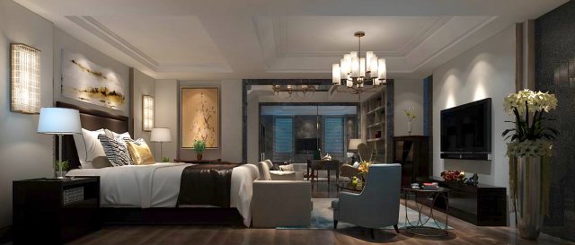 beautifully stylish and luxurious bedrooms 01 3D Model .c4d .max .obj .3ds .fbx .stl .blend 