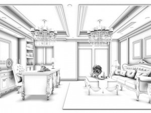 living room - american style-9410 Modèle 3D
