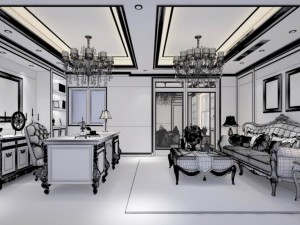 living room - american style-9410 Modèle 3D