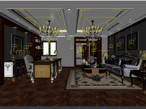 living room - american style-9410 Modèle 3D