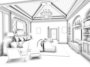 bedroom - american style -9401 3D Model