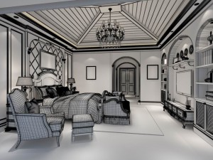 bedroom - american style -9401 3D Model