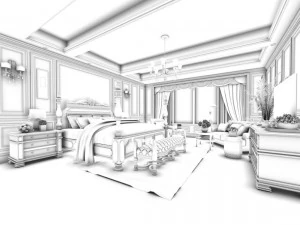 bedroom - american style -9402 3D Model