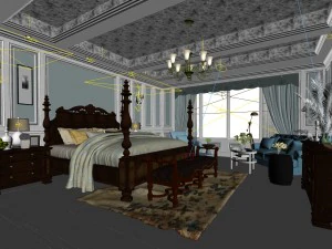 bedroom - american style -9402 3D Model