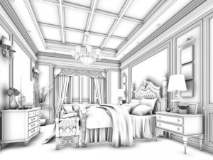 bedroom - american style -9403 3D मॉडल