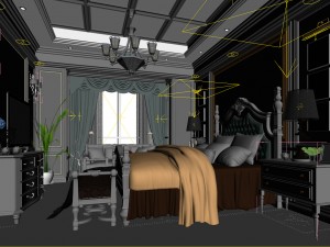 bedroom - american style -9403 3D मॉडल
