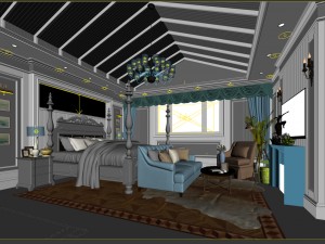 bedroom - american style -9404 3Dモデル