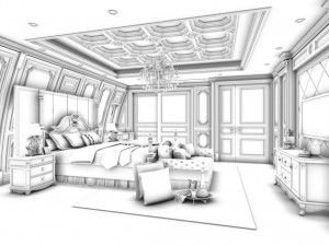 bedroom - american style -9406 3D Model