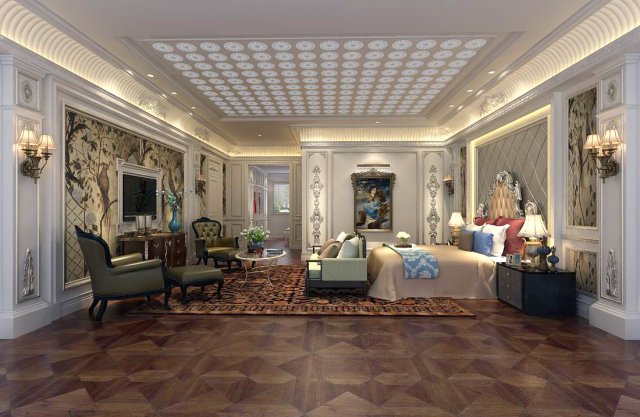 bedroom - american style -9407 3D Model .c4d .max .obj .3ds .fbx .stl .blend 