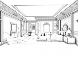 bedroom - american style -9407 3D Model