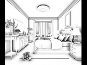 bedroom - american style -9408 3D 模型