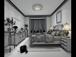 bedroom - american style -9408 3D 模型