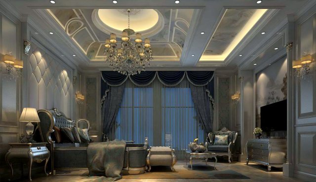 bedroom - american style -9412 3D Модель .c4d .max .obj .3ds .fbx .stl .blend 