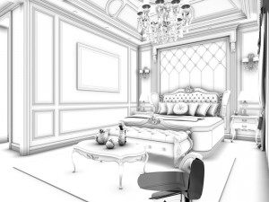 bedroom - american style -9412 3D Модель