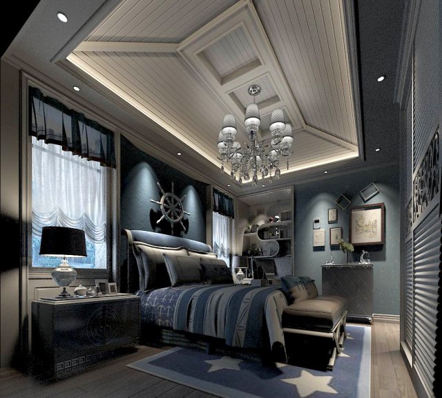 bedroom - american style-9413 3D मॉडल .c4d .max .obj .3ds .fbx .stl .blend 