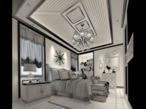 bedroom - american style-9413 3D मॉडल