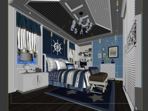 bedroom - american style-9413 3D मॉडल