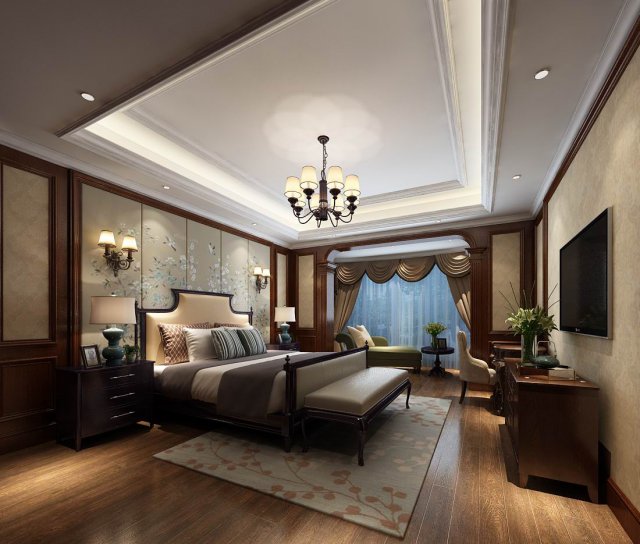 bedroom - american style -9417 Modelo 3D .c4d .max .obj .3ds .fbx .stl .blend 