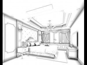 bedroom - european style -9401 Model 3D