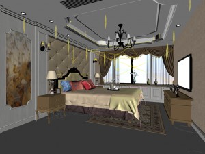 bedroom - european style -9401 Model 3D