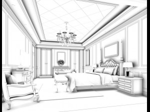 bedroom - european style -9406 3D Model