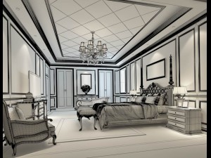 bedroom - european style -9406 3D Model