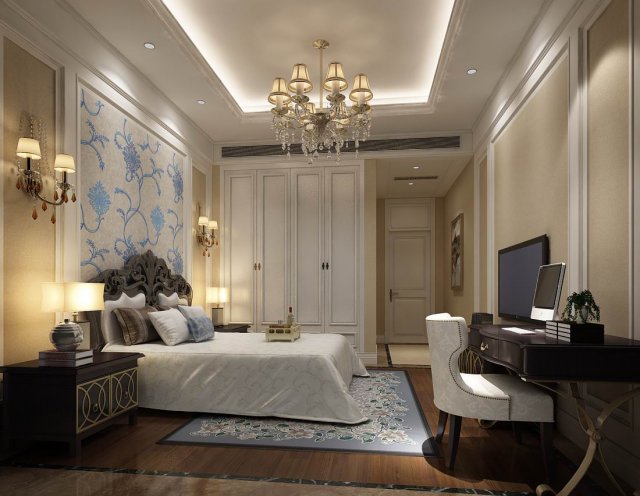 bedroom - european style -9407 3Dモデル .c4d .max .obj .3ds .fbx .stl .blend 