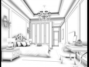 bedroom - european style -9407 3Dモデル