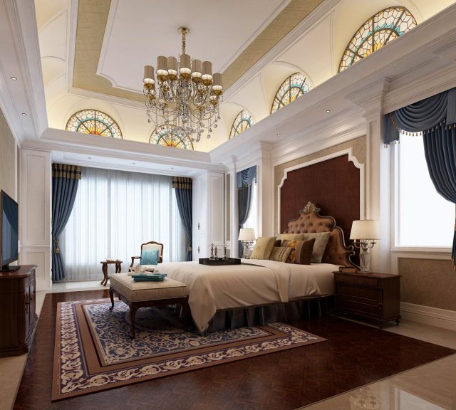 bedroom - european style -9409 3D 모델 .c4d .max .obj .3ds .fbx .stl .blend 