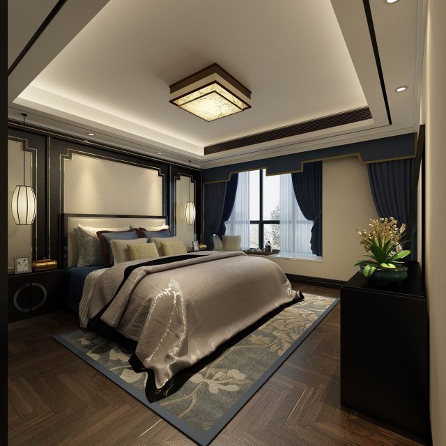 bedroom - european style -9410 3D 模型 .c4d .max .obj .3ds .fbx .stl .blend 