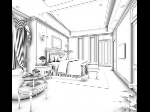 bedroom - european style-9411 3D Model