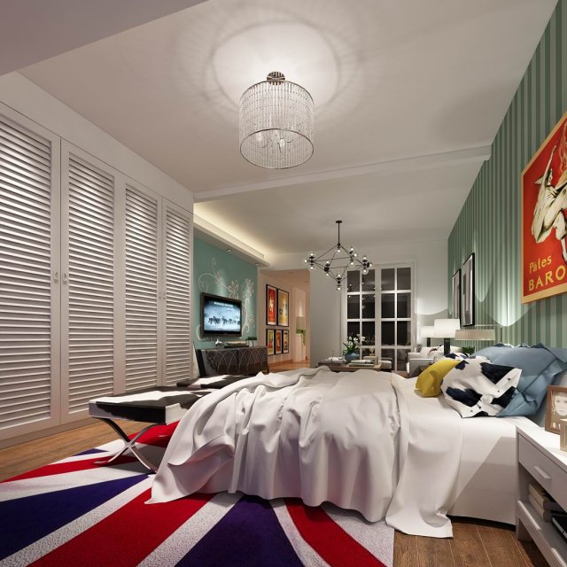 bedroom - european style -9413 3D 모델 .c4d .max .obj .3ds .fbx .stl .blend 