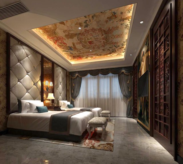 bedroom - european style-9414 Modello 3D .c4d .max .obj .3ds .fbx .stl .blend 