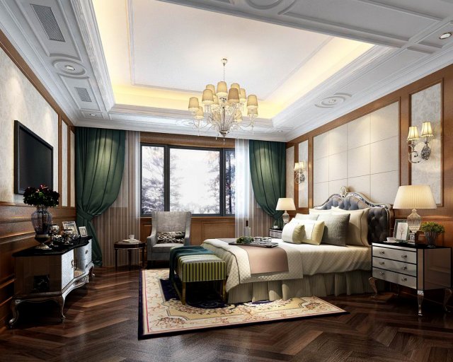 bedroom - european style -9416 3D 模型 .c4d .max .obj .3ds .fbx .stl .blend 