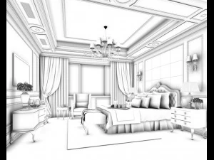bedroom - european style -9416 3D Model