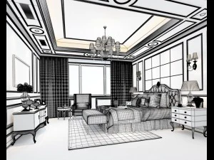 bedroom - european style -9416 3D Model